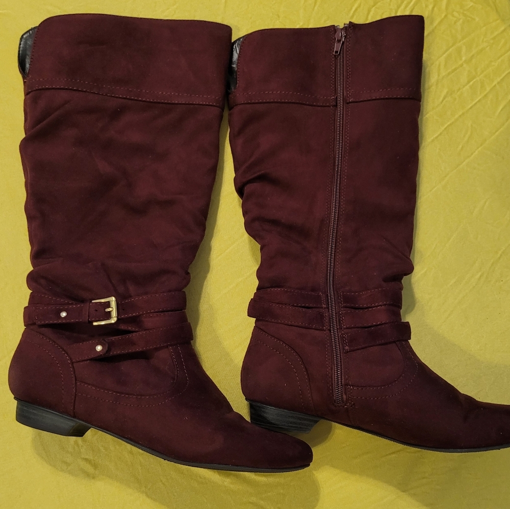 Burgundy Flat Boots